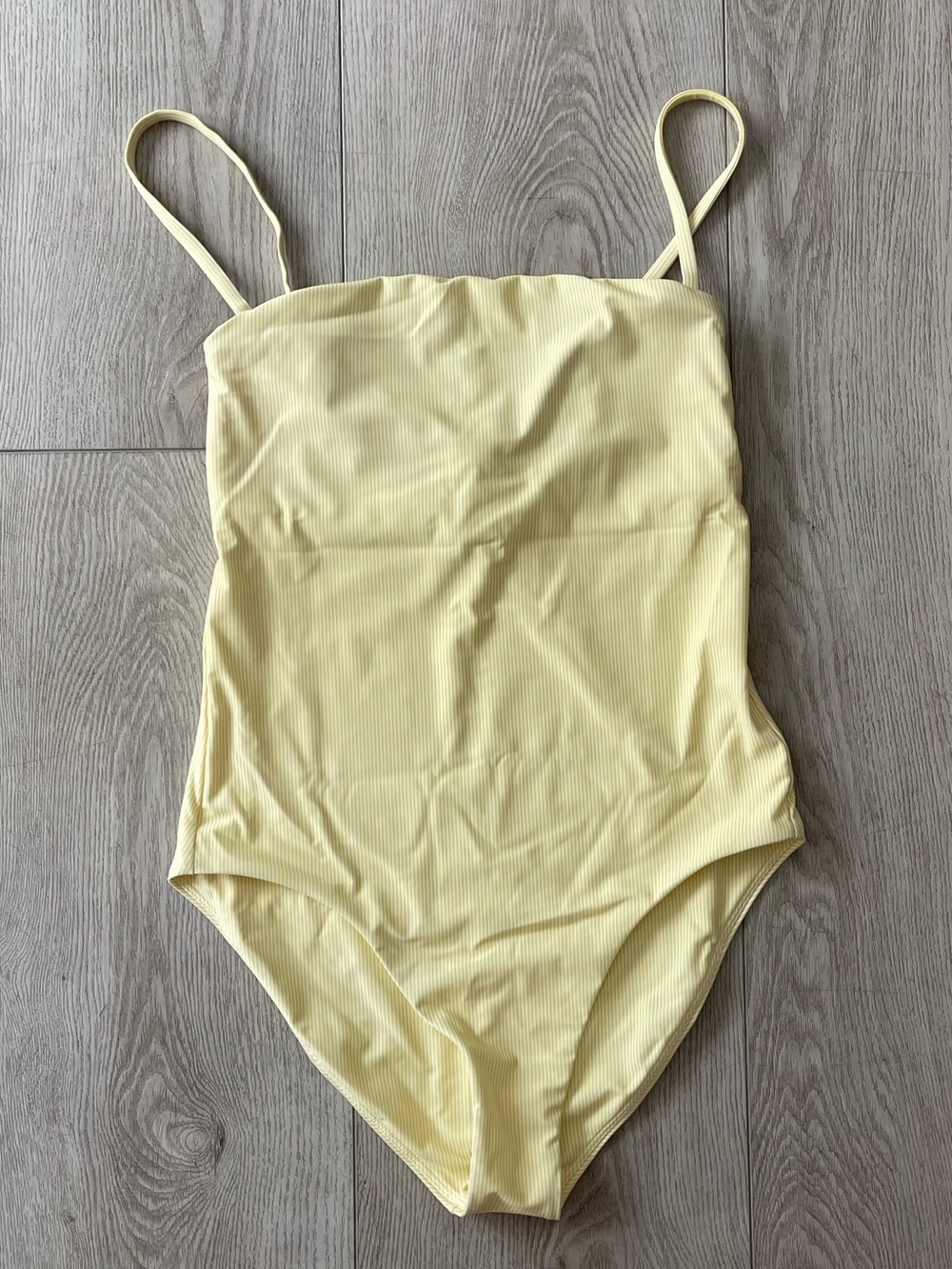 NWT - Minnow women's buttercream stripe low back one piece, size Small
